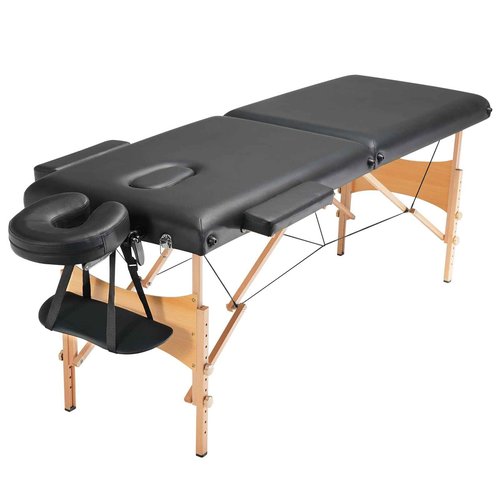 VEVOR Portable Massage Table 24" W, 2 Folding Lightweight Massage Table, 8-Level Height Adjustable Salon Tattoo Bed, Spa Table with Headrest, Armrests, Hand Pallet & Carrying Bag, 600LBS