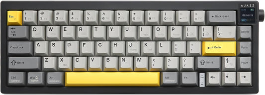 AJAZZ AK650 Mechanical Gaming Keyboard with Smart Display & Knob,65% Wireless Mechanical Keyboard BT/2.4G/USB-C, Hot Swappable, Creamy Sounding with RGB Light (Purple,Flying Fish Switch)