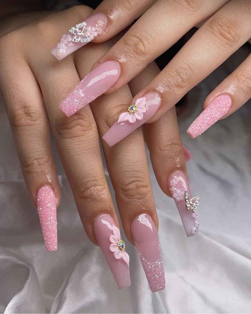 HaFloNa - Set 96Pcs Handmade 3D Acrylic Flowers For Nails Art Decor Set, White 3D Flowers For Nails Acrylic Flower Nail Art Diverse Collection in One Box for Nail Designs For Women (Poinettia 96PCs)