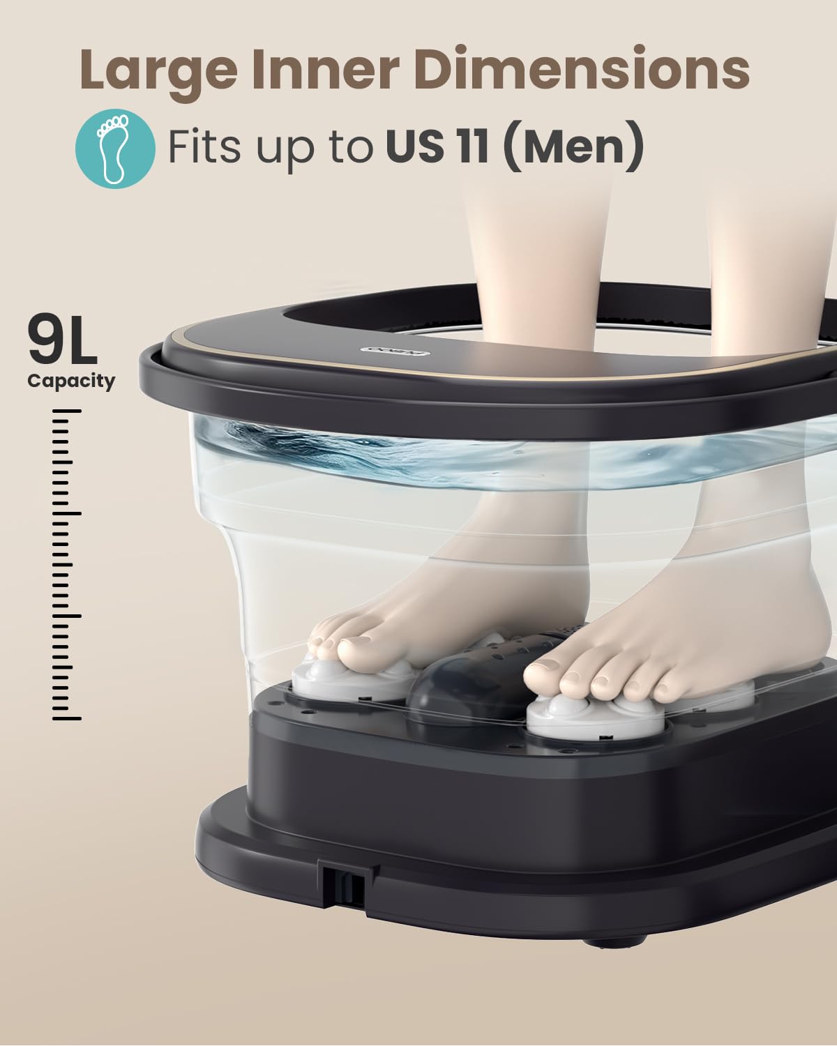 Puboo Collapsible Foot Spa Bath with Heat, Remote & Timer, 16 Massage Balls, Support Rods – Heated Pedicure Soaking Tub for Stress Relief, Great Gift for Family and Friends