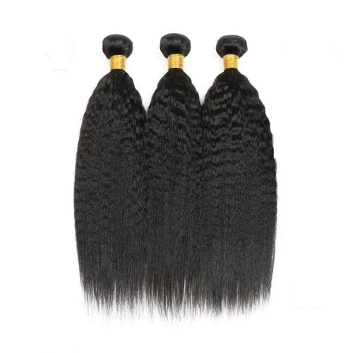 Habiliana Human Hair Bundles 18 20 22 Inch Natural Black Yaki Wave Bundles Human Hair 100% Unprocessed Soft Sewn In with Double Drown Weft for Black Women