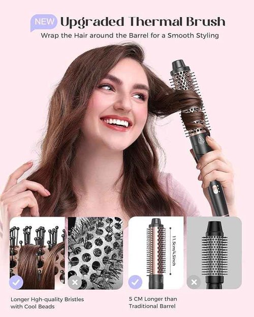 Lopeie Hair Dryer Brush Blow Dryer Brush and 5 in 1 Curling Wand Set, Gold