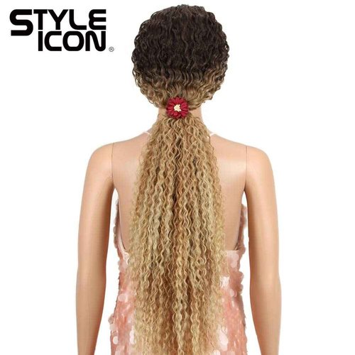 Style Icon 38” Long Curly Wig Lace Front Wigs Synthetic Wigs with Baby Hair Half Hand Tied 130% Density Hair Replacement Wigs (38", TAT6/27/24E)
