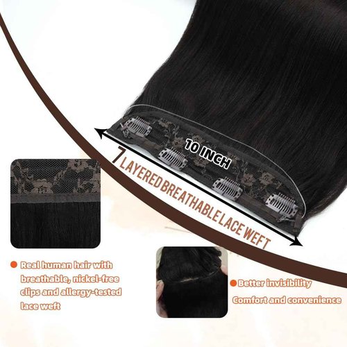Invisible Wire Hair Extensions Real Human Hair - 22 Inch 95G Medium Brown Transparent Fish Line Clip-Ins Hair Piece, 100% Remy Human Hair Extensions for Women
