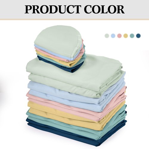 Kinlop 6 Set Microfiber Massage Table Sheet Set, Includes Flat and Fitted Sheets, Face Rest Cover, 6 Colors, Stain & Wrinkle Resistant(Pastel Color)