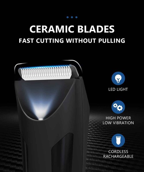 ROMISA Ball Trimmer Men, Body Hair Trimmer Men, Pubic Hair Trimmer Men, Manscape Trimmer for Men, Ball Shaver, Body Groomer Men, 7000 RPM with USB Recharge Dock Cordless Use, Waterproof