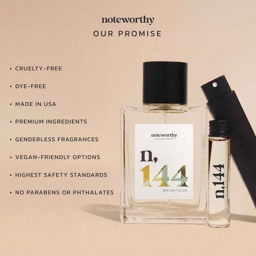 Noteworthy n,144 Brightside Eau De Parfum – Citrus, Vanilla | Sophisticated, Warm Fragrance for Any Occasion | Long-lasting Unisex Perfume for Women & Men (50ml)