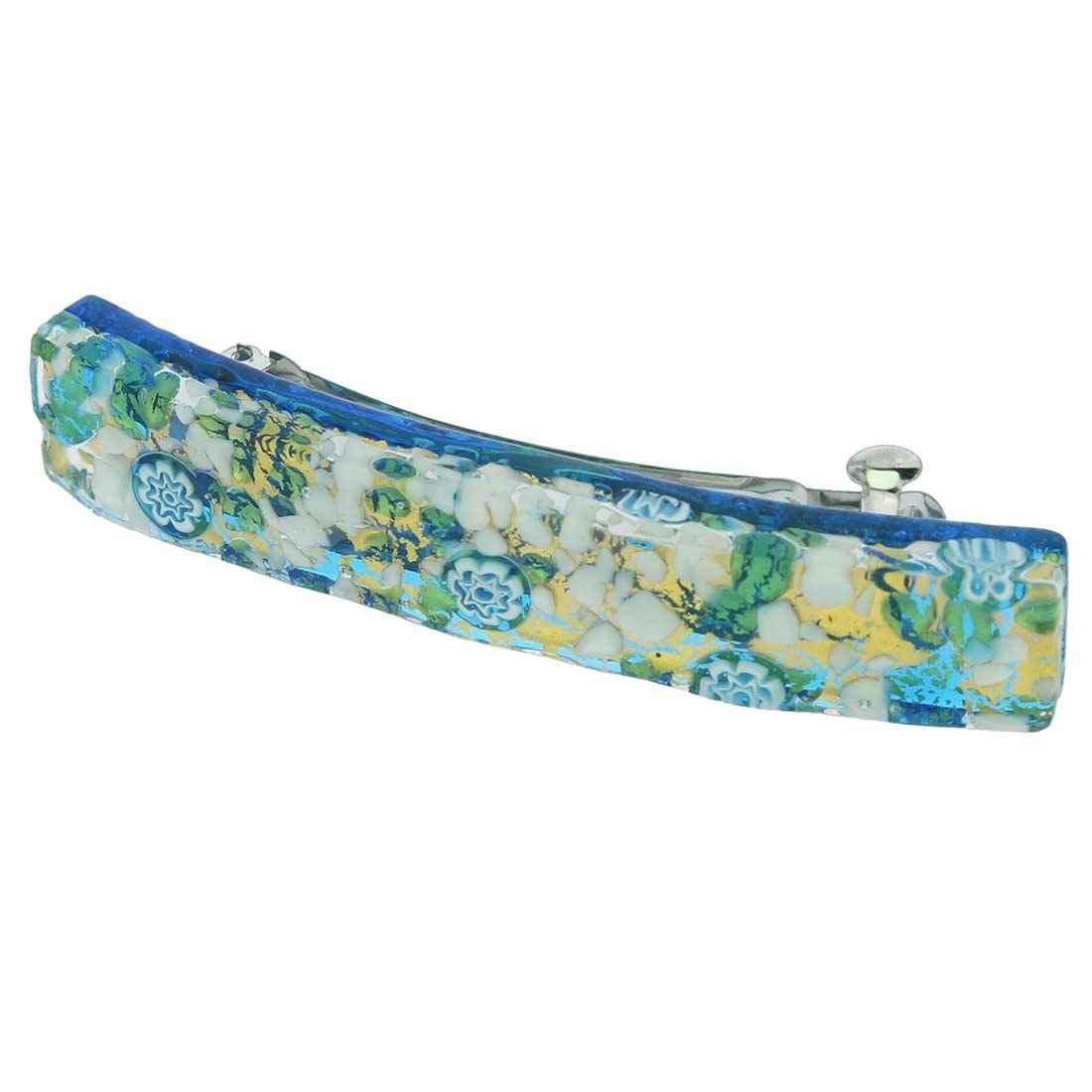 Glass Of Venice Murano Glass Venetian Reflections Hair Clip - Aqua Gold