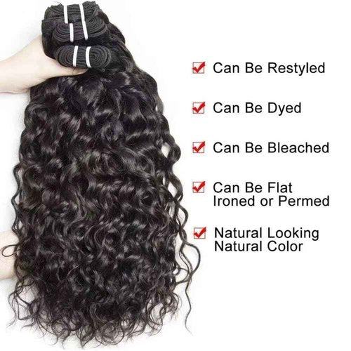 Yavida Water Wave Human Hair Bundles Wet and Wavy Bundles Human Hair Brazilian Unprocessed Remy Hair Water Wave Weave Extensions 16 18 20 Inch Natural Black