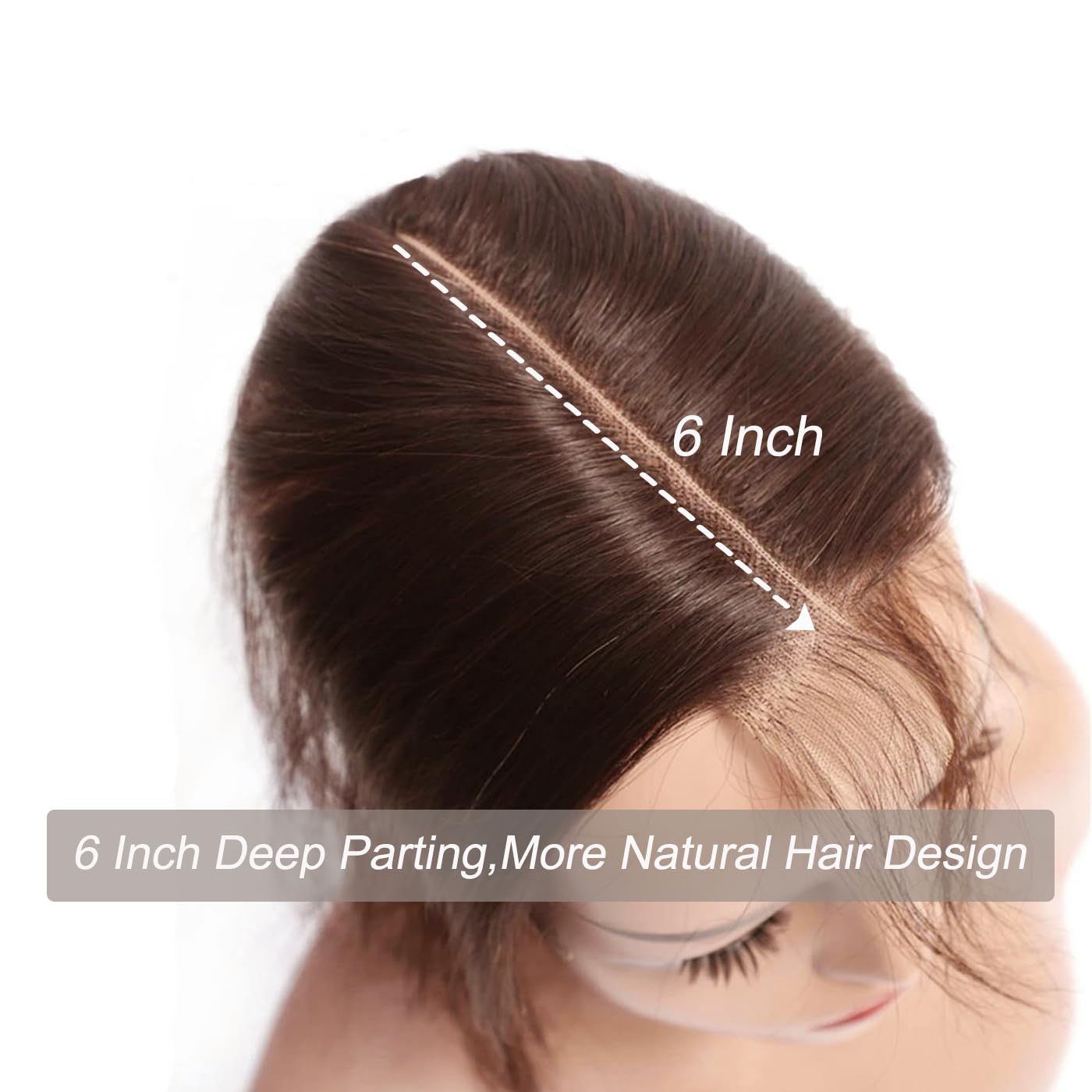 #4 Brown Human Hair Closure Transparent Lace 2x6 Brown Body Wave Closure Pre Plucked Deep Part 100% Unprocessed Human Virgin Hair Wet And Wavy 18 Inch