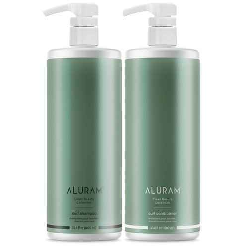 ALURAM Coconut Water Based Curly Hair Clarifying Shampoo and Conditioner - Color Safe Lightweight Formula for Medium to Course Hair - Sulfate & Paraben Free, 33.8 Fl Oz