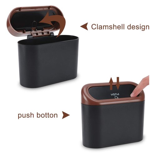 Accmor Car Trash Can with Lid, Leakproof Vehicle Trash Bin Auto Dustbin Organizer, Waterproof Mini Garbage Bin Trash Container with Garbage Bag for Automotive Car, Home, Office, Kitchen