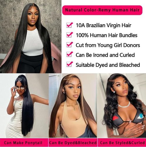 12A Brazilian Straight Human Hair 3 Bundles 18 20 22 Inch Straight Bundles Human Hair 100% Unprocessed Virgin Hair Weave Bundles Natural Color for Women（18 20 22）