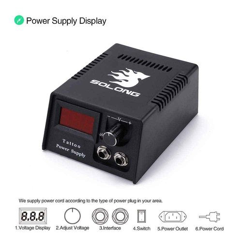 Solong Complete Tattoo Kit 4 Pro Machine Guns 54 Inks Power Supply Foot Pedal Needles Grips Tips Carry Case TK456-US