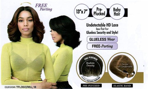 Bobbi Boss 13X7 HD Lace Bob Curly Synthetic Wig - MLF602 NATALIA, Wavy Short Wigs with Baby Hairs, Glueless Lace Free Part Wig with High Heat Resistant Wigs (TT1B/RO.PK)