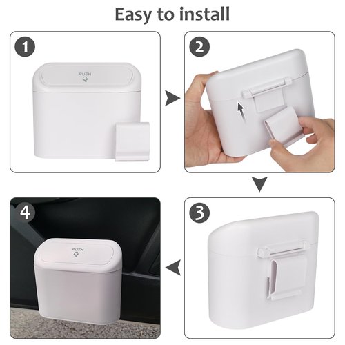 Accmor Car Trash Can with Lid, Vehicle Dustbin Garbage Organizer Holder with One Roll Bag, Mini Leakproof Storage Bin for Auto, SUV, Office (White)