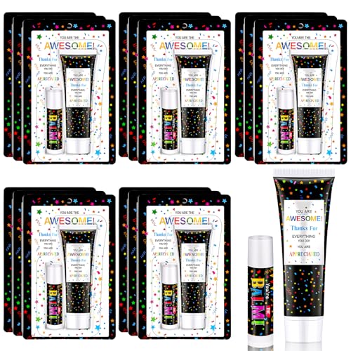 15 Pack Christmas Employee Appreciation Gift Lip Balm Hand Cream Bulk Teacher Staff Team Thank You Gift You're the Awesome Fall Thanksgiving Appreciation Party Favor for Coworker Women Men