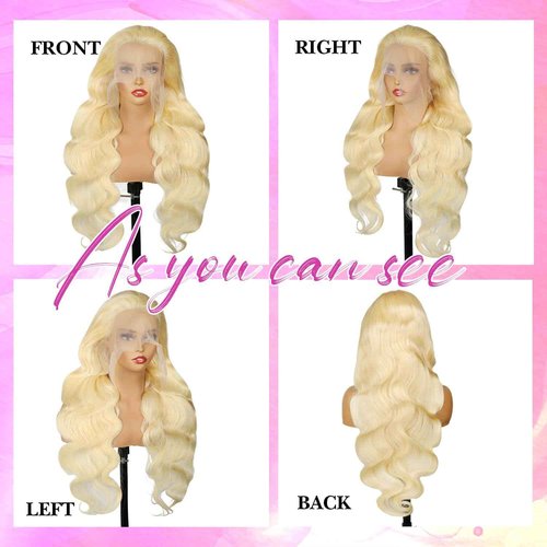 JIEDAOKOU 613 Lace Front Wig Human Hair Blonde Wig Human Hair Body Wave 13x6 HD Transparent Lace Front Wigs Pre Plucked 613 HD Lace Frontal Wigs 24 Inch 200 Density with Baby hair
