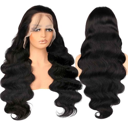 Devonia 13x4 Body Wave Lace Front Wigs Human Hair Pre Plucked 180 Density HD Lace Front Wigs for Women Wigs Human Hair Lace Frontal Natural Black Color Body Wave Wig 22 Inch