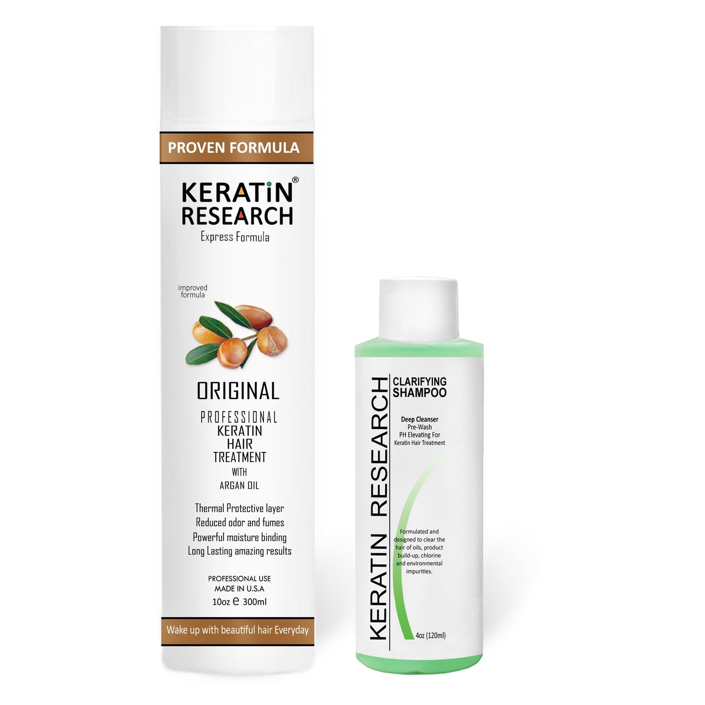 KERATIN RESEARCH Brazilian Keratin Hair Treatment Straightening Complex Blowout LONG Lasting Organic Natural Results with Argan Oil Keratina Brasilera (10oz+4)