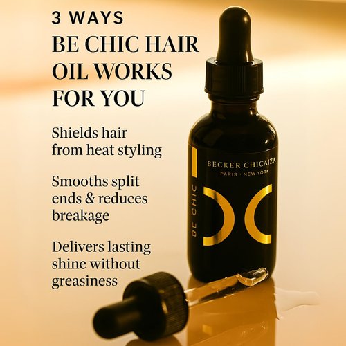 BE CHIC Hair Oil by Becker Chicaiza – Certified Vegan, Lightweight, Frizz Control, Shine Enhancing Hair Oil for All Hair Types, Leaves Hair Feeling Nourished and Soft 2 fl oz