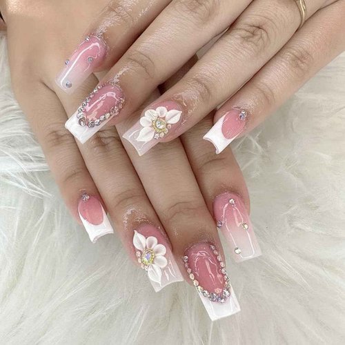 HaFloNa - Set 96Pcs Handmade 3D Acrylic Flowers For Nails Art Decor Set, White 3D Flowers For Nails Acrylic Flower Nail Art Diverse Collection in One Box for Nail Designs For Women (Poinettia 96PCs)
