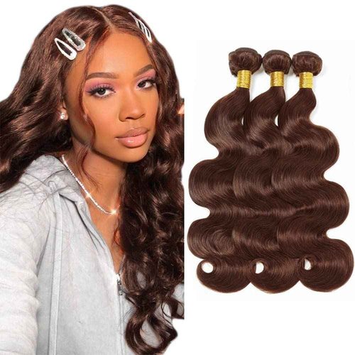 Fabimiya Bundles Human Hair 26/28/30 Inch Body Wave Dark Brown 4 Color Human Hair Bundles 12A Unprocessed Brazilian Virgin Hair Quick Weave for Black Women