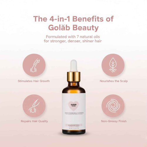 Golab Beauty Hair Oil Rosemary Scalp Treatment, Organic, Vegan, Growth And Repair For Split Ends & Dry Scalp Treatment, Strengthening, Soothing, Moisturizing & Encouraging Longer Hair 1.7 Fl Oz