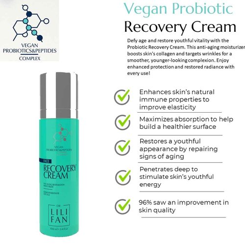 Dr Lili Fan Probiotic Recovery Cream: Vegan Probiotic, Anti-Aging Face Cream for Skin Renewal. Boosts Skin's Collagen and Targets Wrinkles. Prevents Acne. 1.7 fl oz