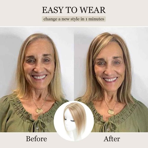 Aimeolyn Hair Toppers for Women Real Human Hair,Hairs Toppers for Women No Bangs Top Hairs Extensions Pieces Wiglets Upgrade Lace Base 12inch