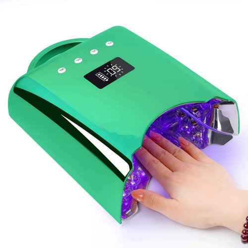 BOMOQING UV Nail Lamp, 78W Cordless LED Nail Dryer for Gel Polish with 4 Timer Settings & LCD Display, Fast Nail Light Curing Lamp for Salon (Green)