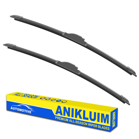 OEM Quality 13"+13" Premium All-Seasons Durable Stable and Quiet Windshield Wiper Blades-J Hook Wipers(Set of 2)