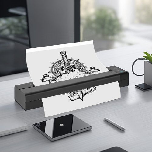 ATOMUS Tattoo Transfer Stencil Printer 113E Cordless Thermal Tattoo Machine Rechargeable USB Bluetooth Thermal Copier with 10pcs Transfer Papers Compatible with Smartphone & PC