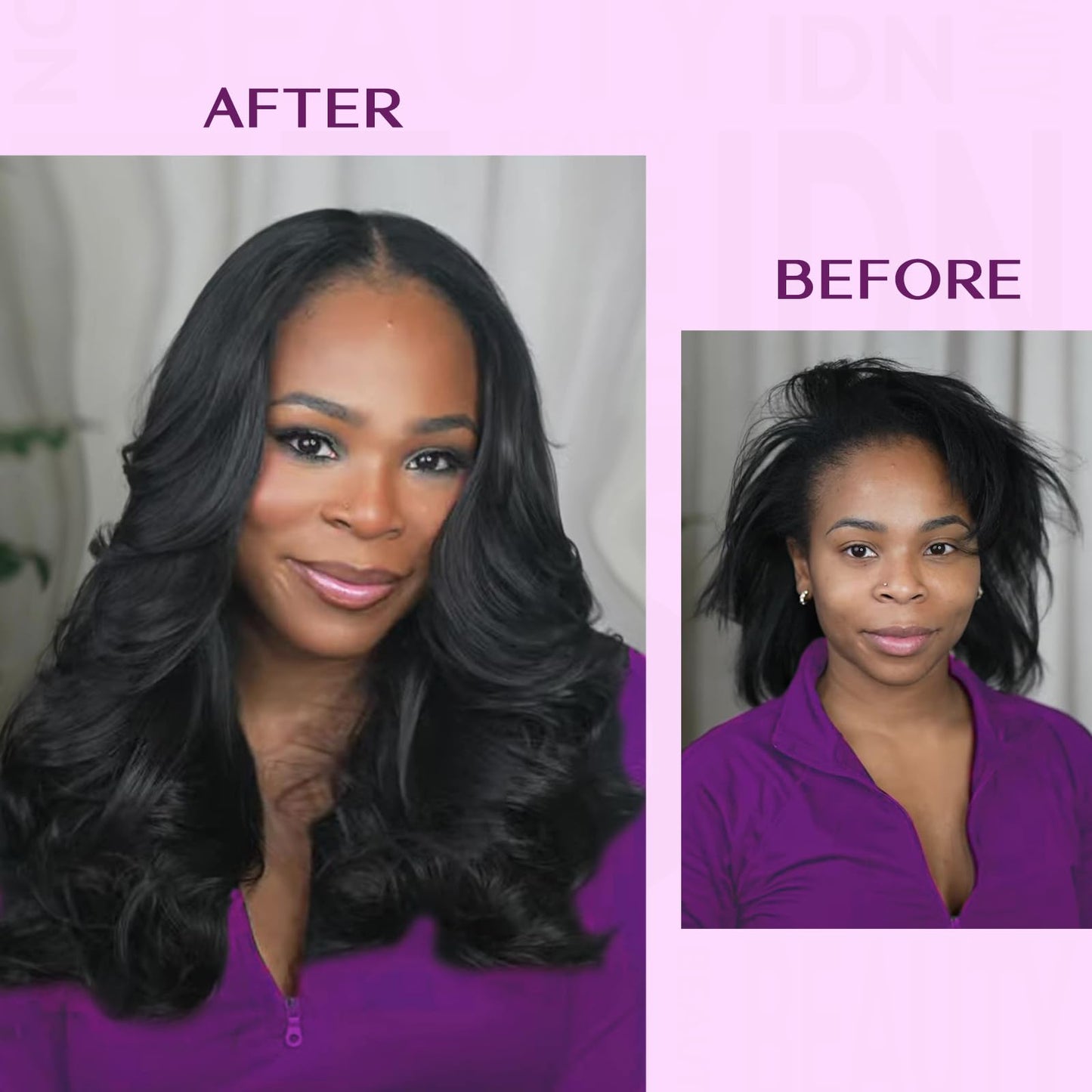 IDN BEAUTY V Part One Piece Clip in Hair Extensions Human Hair Combo Pack, Body Wave 14 Inch 110g 1pcs V Part and 2pcs Clip Ins For Black Woman Natural Black V Shape Lace Weft Seamless Invisible Edge