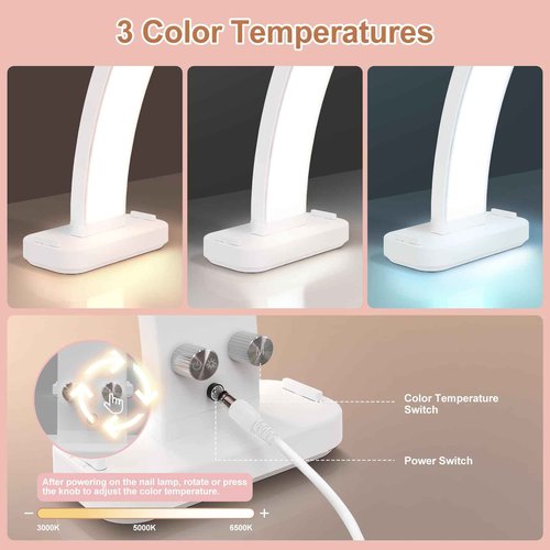TONYFUL Large Half Moon Light for Nail Desk, 31" 45W Arch Light with Phone Holder, Foldable Manicure Lamp, Stepless Dimming & 3 Color Temperature, Led Desk lamp for Nail, Tattoos, Eyebrows, Beauty