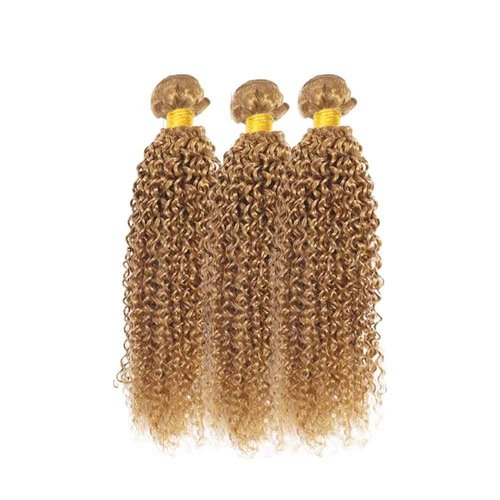 Fabimiya 18 20 22 Inch Human Hair Bundles Honey Blonde 27# Jerry Curly Bundles Human Hair 100% Unprocessed Soft Sewn In Hair with Double Weft for Black Women
