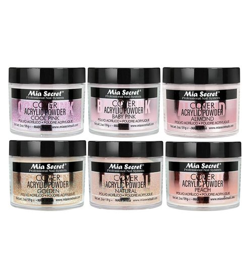 Mia Secret Acrylic Powder COVER (Baby Pink/Cool Pink/Natural/Peach/Almond/Golden) - 2 oz; 6pc