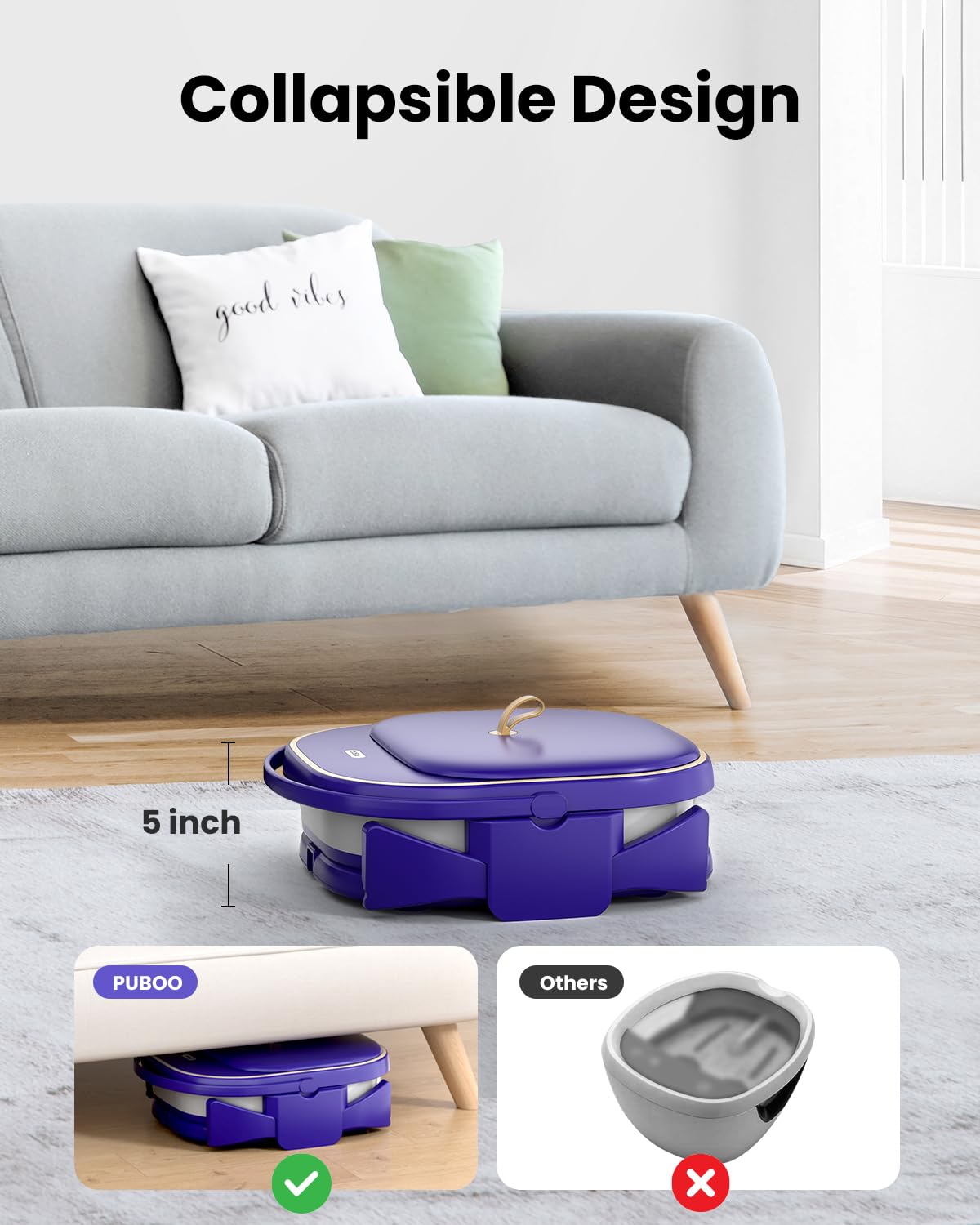 Puboo Collapsible Foot Spa Bath Massager with Heat, 95-115°F Precise Temp Control, Motorized Massage Rollers & Acupressure, Heated Foot Bath Soak Tub, Fits US Men’s Size 11, Gift for Christmas