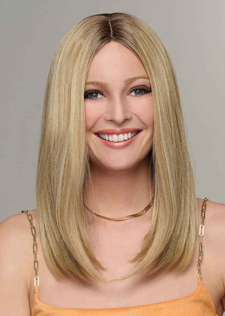 Hairuwear Hairdo Sleek For The Week Straight Asymmetrical Shoulder Length Wig, Average Cap, R11S+ Glazed Mocha