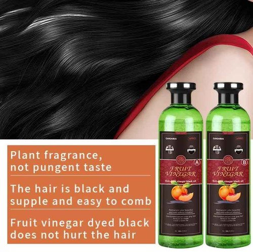 Fruit Vinegar Hair color | Ammonia Free | Gray Coverage | Non-Staining | Long-Lasting | 33.8 fl oz |1000 ml | Unisex Hair Color | Natural Black