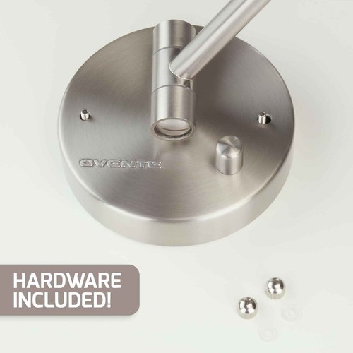 OVENTE Wall Mounted Lighted Makeup Vanity Mirror, 9" Hard Wired Double Sided 1X/7X Magnifying Bathroom Mirror, Dimmable LED Lights, 360° Rotation and 14" Extendable Arm, Nickel Brushed MPWD3185BR1X7X