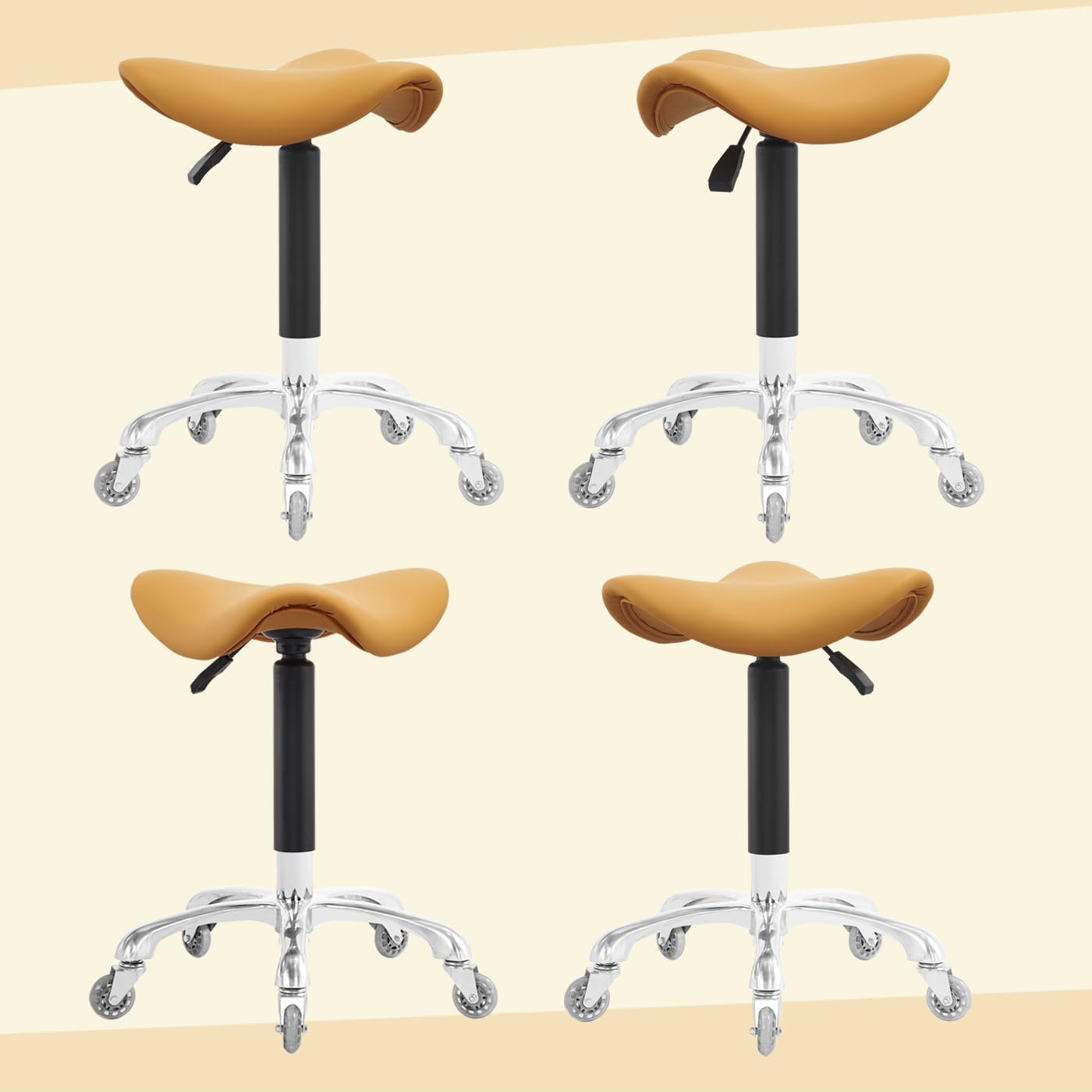 Nazalus Saddle Stool Rolling Chair Hydraulic Adjustable with Wheels for Office Home Salon Spa Studio (Orange)