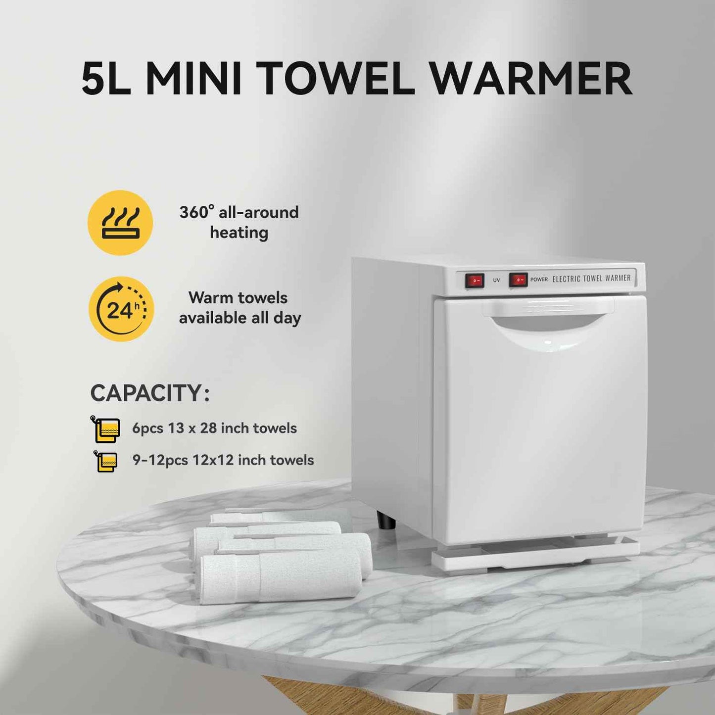 HYTOBP Hot Towel Warmer for Spa, 5L Thermostatic Towel Heater, 2-in-1 Professional Mini Towel Warmer, Beauty Salon and Spa Towel Warmers for Facial.(5L-White)