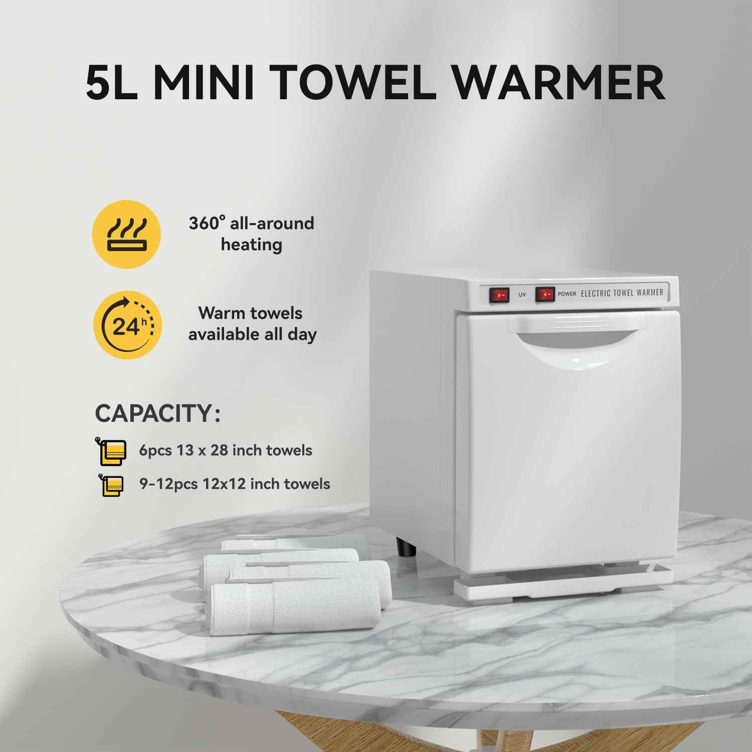 HYTOBP Hot Towel Warmer for Spa, 5L Thermostatic Towel Heater, 2-in-1 Professional Mini Towel Warmer, Beauty Salon and Spa Towel Warmers for Facial.(5L-White)