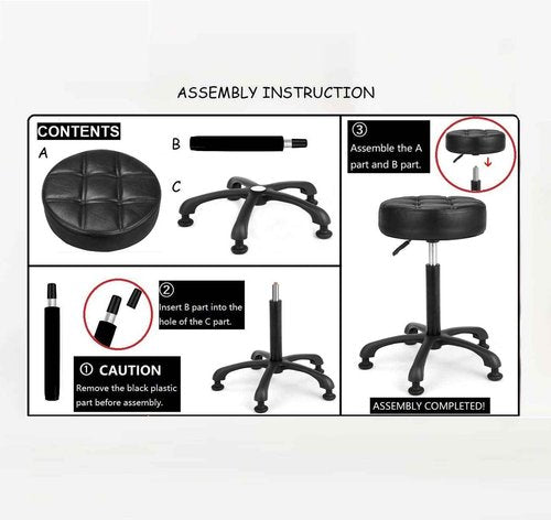 McDooFly Height Adjustable Heavy Duty Stools Salon Stool Chair with Bell Glides for Home Bar Kitchen Office Shop Tattoo Lash Tech Pedicure (Black with Bell Glides, Height 22 to 30 in)