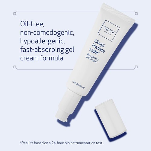 Obagi Hydrate Light Weightless Gel Cream – Lightweight Moisturizer for 24 Hour Hydration – Oil Free, Hypoallergenic & Suitable for All Skin Types – 1.7 oz