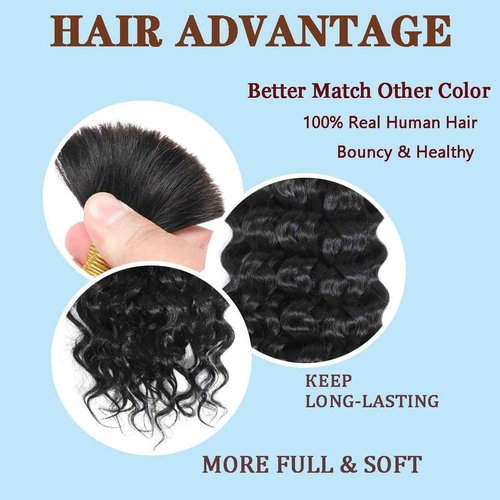 Boho Human Braiding Hair Curly 20" Italy Curly Bulk Human Hair for Braiding Bohemian (1 Pack-2PCS/100g)