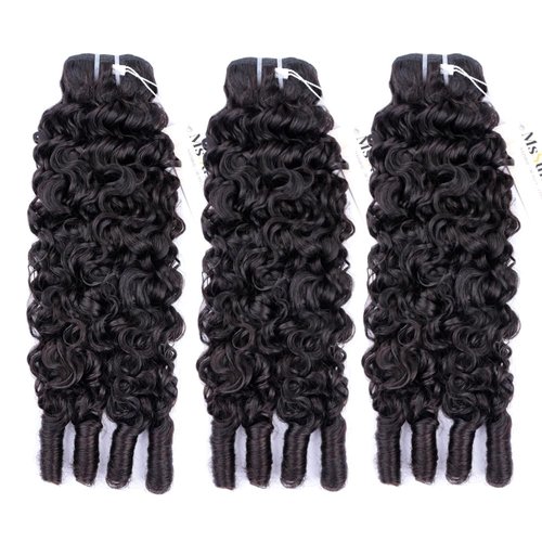MsSunlight Burmese Curly Bundles Human Hair 22 Inch 100% Unprocessed Quick Weave 15A Water Wave with Spiral Curly End Real Human Hair Extensions Natural Black