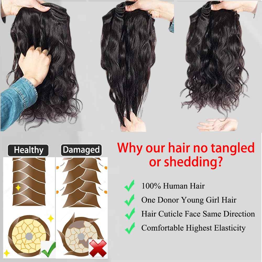 12A Body Wave Bundles Human Hair 24 Inch Brazilian Jet Black Bundles Human Hair Extensions