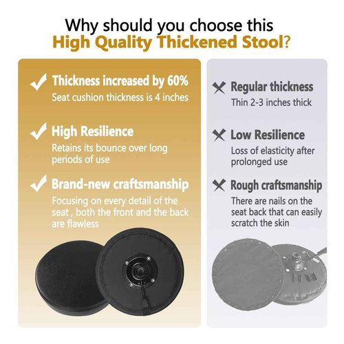 Antlu Rolling Stool Swivel Chair for Office Medical Salon Tattoo Kitchen Massage Work,Adjustable Height Hydraulic Stool with Wheels (Black, with Foot Rest)